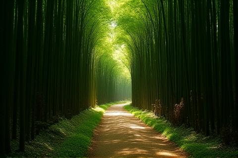 箱根の緑豊かな森林の小道